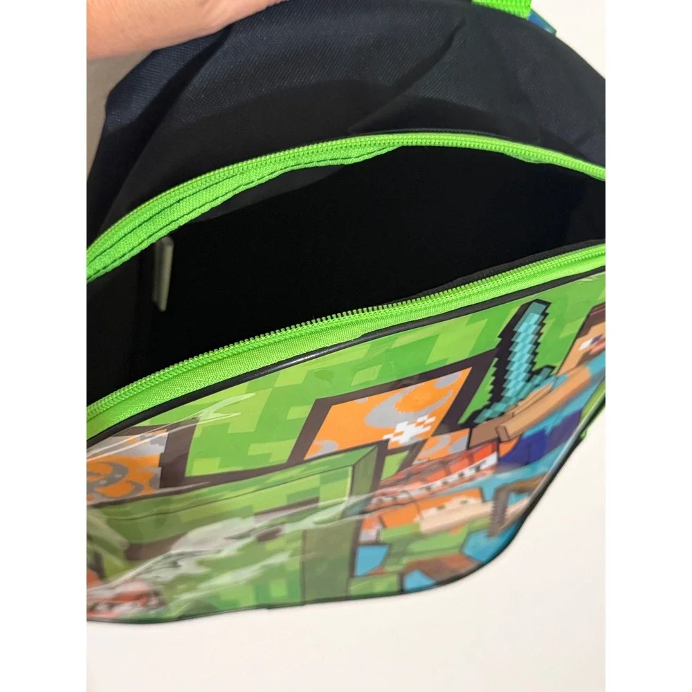 Minecraft Creeper Steve Alex TNT Green Black School Backpack NWT